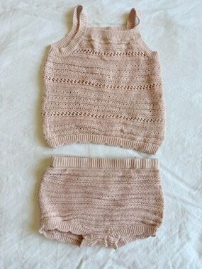 Old Navy Blush Pink Knit Open-Stitch Matching Set